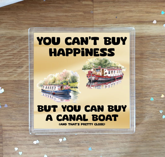 Canal Boat Coaster Gift - You Can't Buy Happiness But You Can Buy A * - Funny Cute Novelty Present