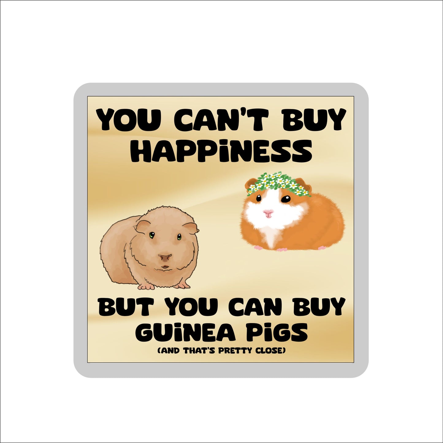 Guinea Pig Coaster Gift - You Can't Buy Happiness But You Can Buy * - Funny Cute Novelty Present