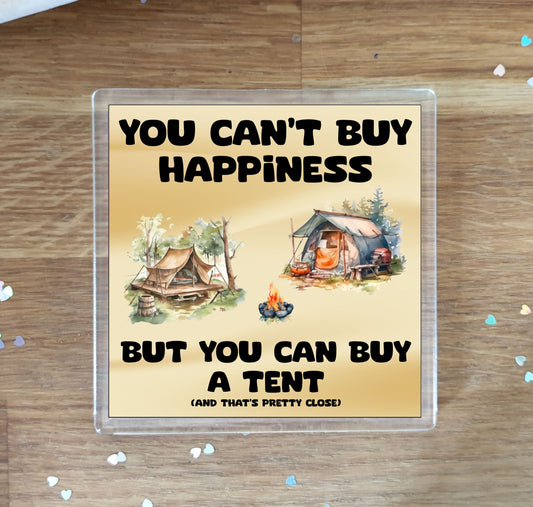 Camping Coaster Gift - You Can't Buy Happiness But You Can Buy A Tent - Funny Cute Novelty Present