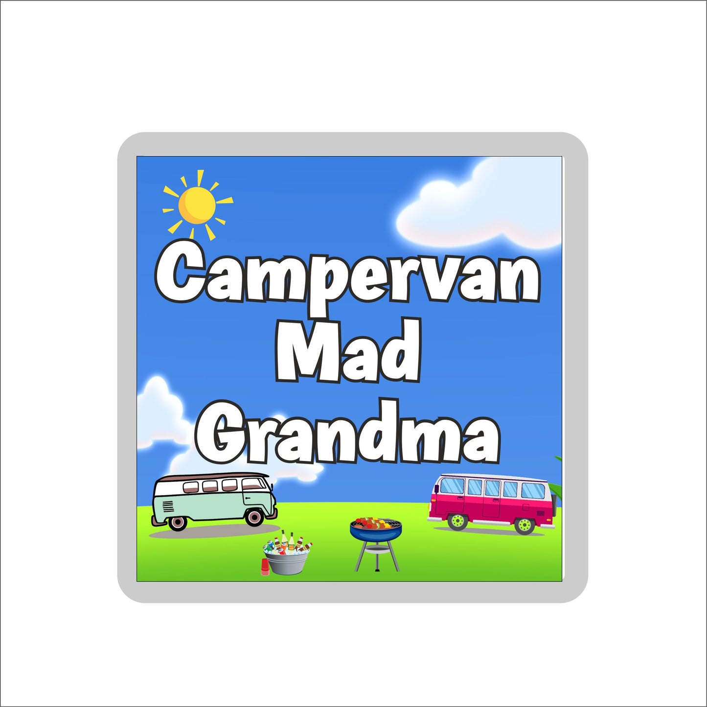 Grandma Campervan Coaster Gift - Campervan Mad Grandma - Nice Fun Cute Novelty Present