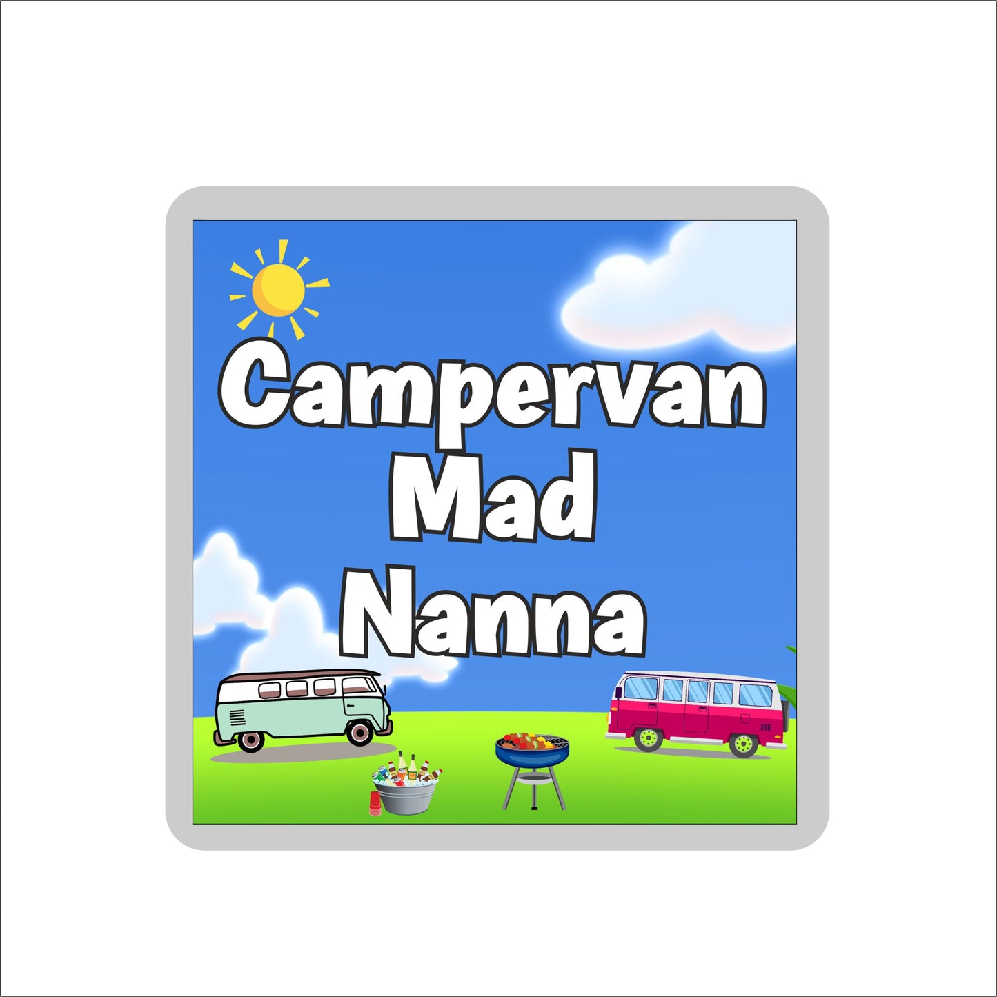 Nanna Campervan Coaster Gift - Campervan Mad Nanna - Nice Fun Cute Novelty Present