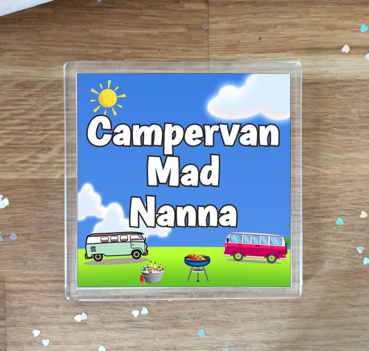 Nanna Campervan Coaster Gift - Campervan Mad Nanna - Nice Fun Cute Novelty Present