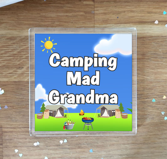 Grandma Camping Coaster Gift - Camping Mad Grandma - Nice Fun Cute Novelty Present