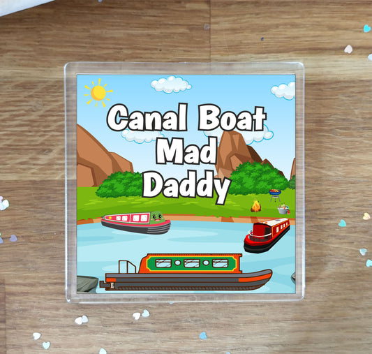 Daddy Canal Boat Coaster Gift - Canal Boat Mad Daddy - Nice Fun Cute Novelty Present