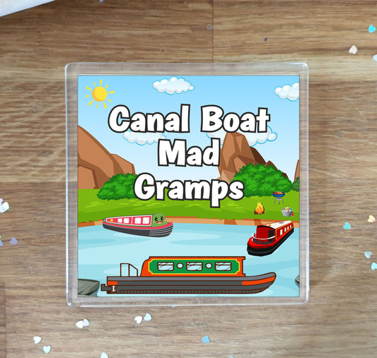 Gramps Canal Boat Coaster Gift - Canal Boat Mad Gramps - Nice Fun Cute Novelty Present