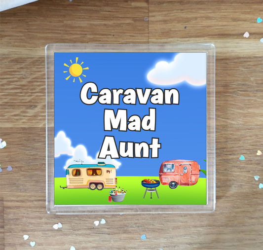 Aunt Caravan Coaster Gift - Caravan Mad Aunt - Nice Fun Cute Novelty Present