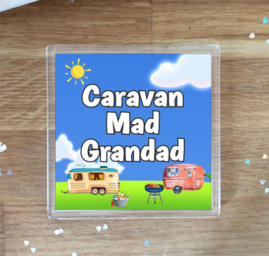 Grandad Caravan Coaster Gift - Caravan Mad Grandad - Nice Fun Cute Novelty Present