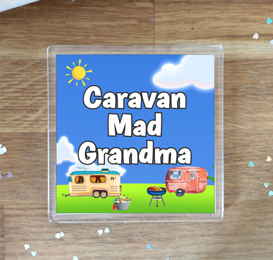 Grandma Caravan Coaster Gift - Caravan Mad Grandma - Nice Fun Cute Novelty Present