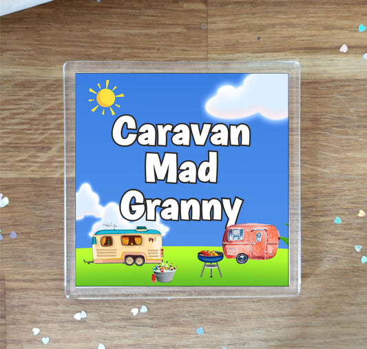 Granny Caravan Coaster Gift - Caravan Mad Granny - Nice Fun Cute Novelty Present