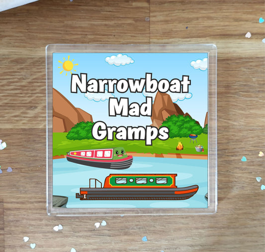 Gramps Narrowboat Coaster Gift - Narrowboat Mad Gramps - Nice Fun Cute Novelty Present