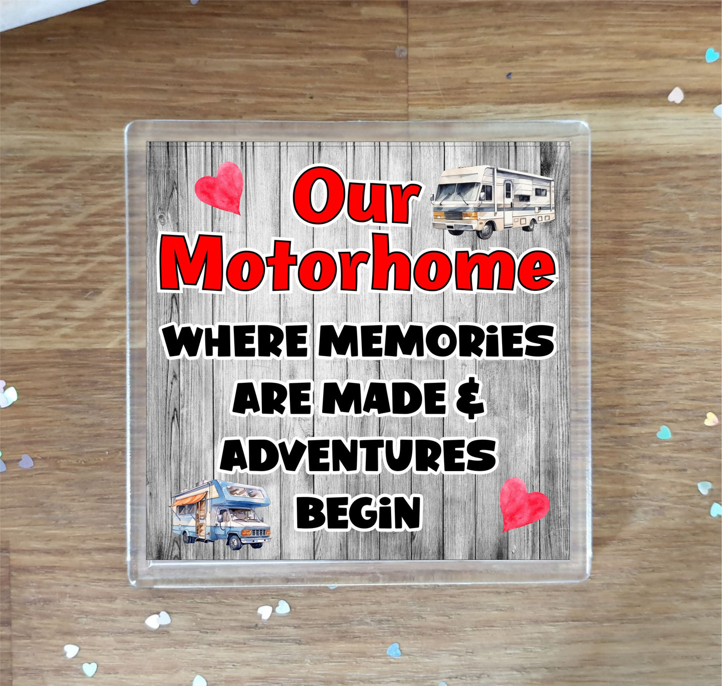 Motorhome Coaster Gift - Where Memories are Made and Adventures Begin - Fun Cute Holiday Novelty Present