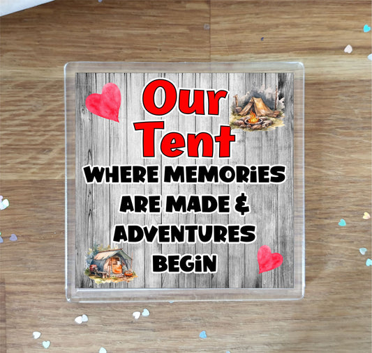 Camping Coaster - Where Memories Are Made And Adventures Begin - Cute Fun Novelty Holiday Gift