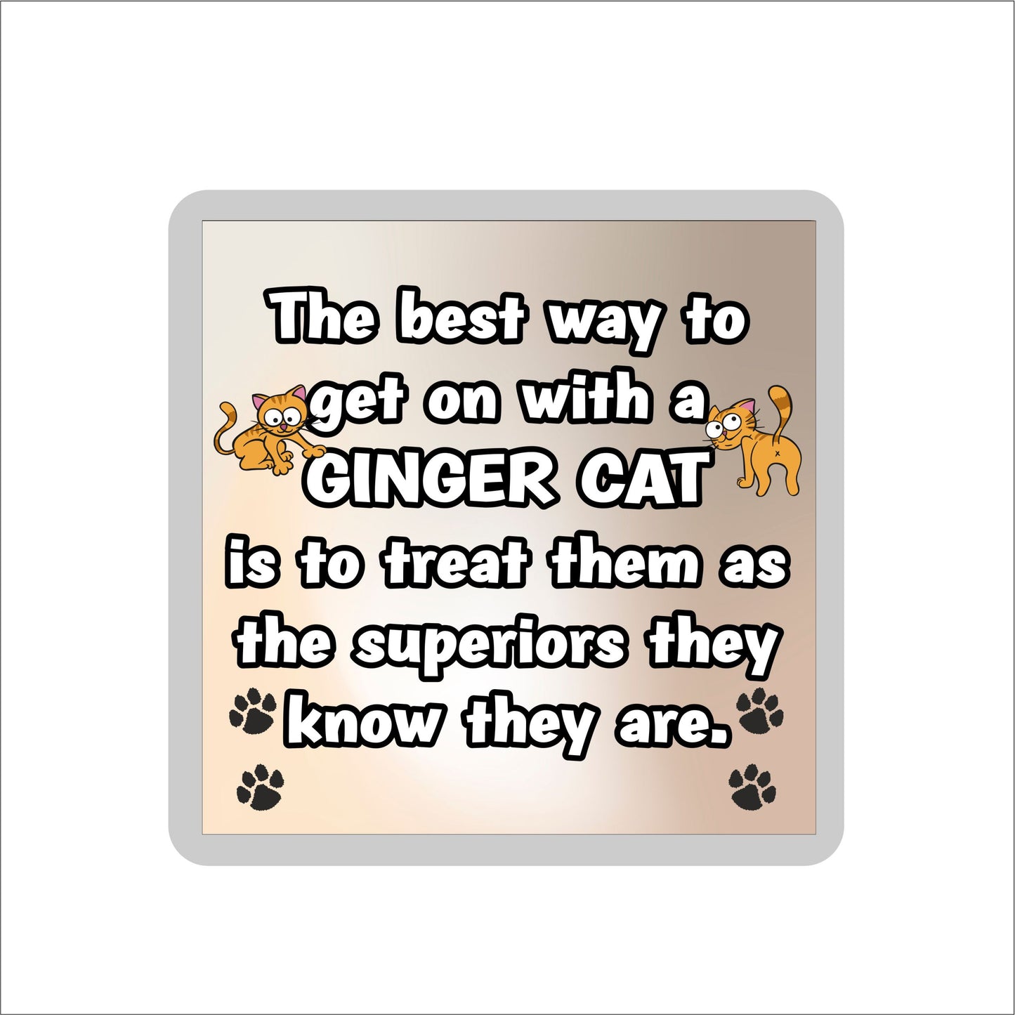 Ginger Cat Coaster Gift - The Best Way To Get On With A - Novelty Fun Cute Pet Owner Birthday Christmas Present