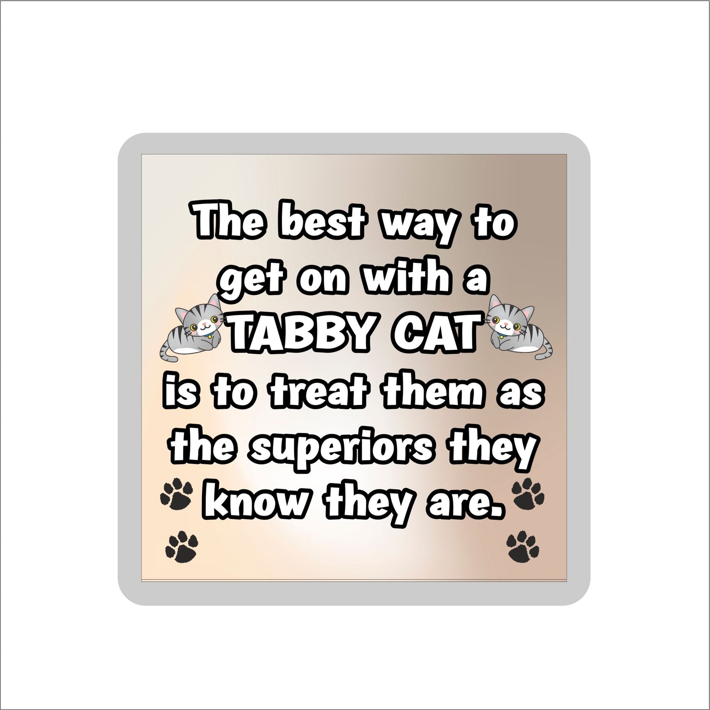 Tabby Cat Coaster Gift - The Best Way To Get On With A - Novelty Fun Cute Pet Owner Birthday Christmas Present