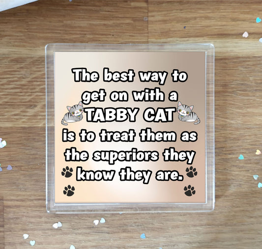 Tabby Cat Coaster Gift - The Best Way To Get On With A - Novelty Fun Cute Pet Owner Birthday Christmas Present