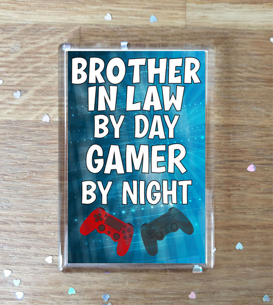 Brother in Law Gaming PS4 Fridge Magnet Gift - Brother in Law By Day Gamer By Night - Cute Fun Cheeky Novelty Present
