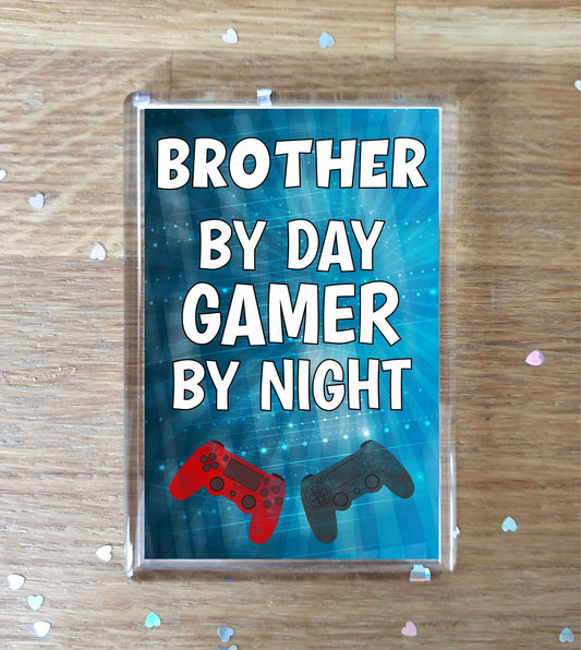 Brother Gaming PS4 Fridge Magnet Gift - Brother By Day Gamer By Night - Cute Fun Cheeky Novelty Present