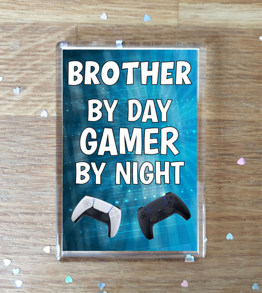 Brother Gaming PS5 Fridge Magnet Gift - Brother By Day Gamer By Night - Cute Fun Cheeky Novelty Present