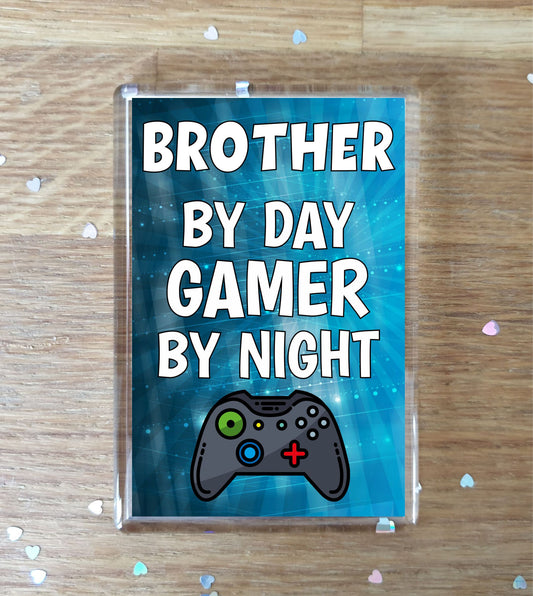 Brother Gaming Xbox Fridge Magnet Gift - Brother By Day Gamer By Night - Cute Fun Cheeky Novelty Present