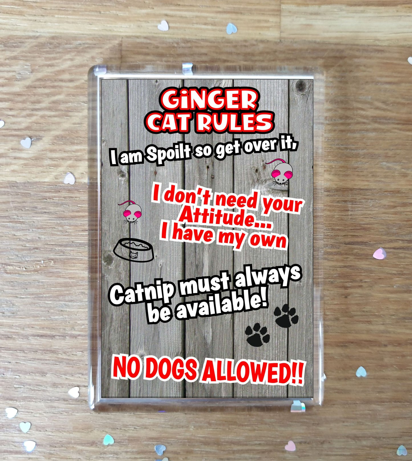Ginger Cat Fridge Magnet Gift - Cat Rules - I Am Spoilt So Get Over It - Novelty Fun Cute Pet Owner Birthday Christmas Present