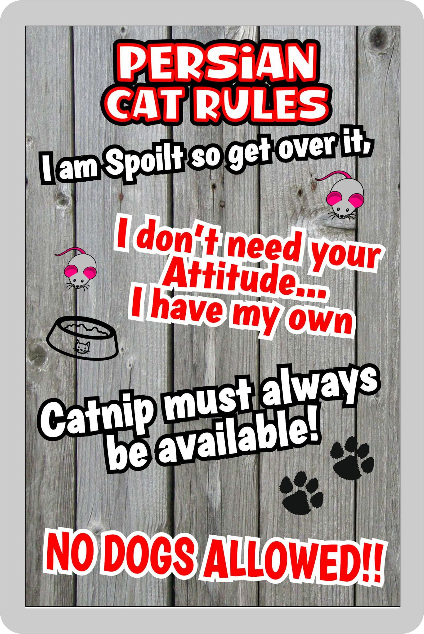 Persian Cat Fridge Magnet Gift - Cat Rules - I Am Spoilt So Get Over It - Novelty Fun Cute Pet Owner Birthday Christmas Present