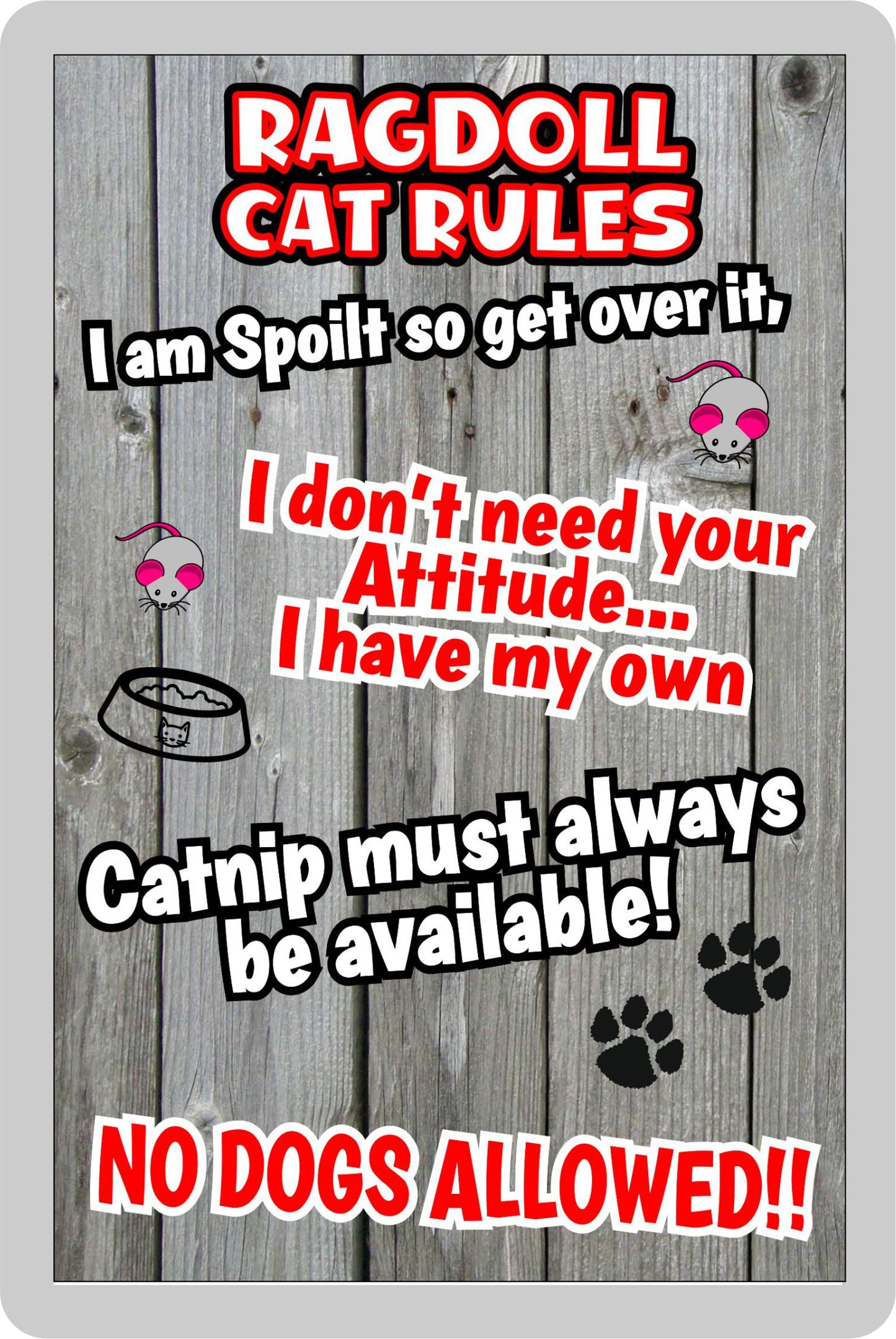 Ragdoll Cat Fridge Magnet Gift - Cat Rules - I Am Spoilt So Get Over It - Novelty Fun Cute Pet Owner Birthday Christmas Present