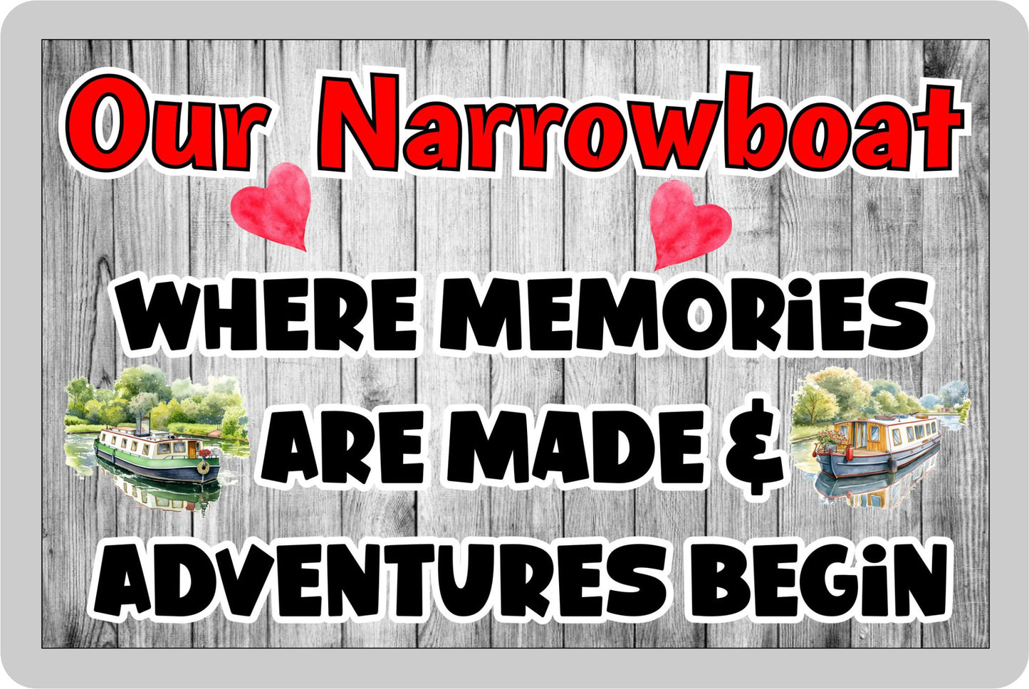 Narrowboat Fridge Magnet Gift - Where Memories are Made and Adventures Begin - Fun Cute Holiday Novelty Present