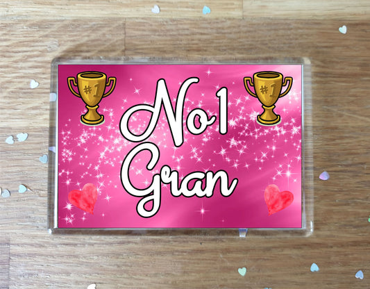 Gran Fridge Magnet - Number One Gran - Novelty Love Gift - Fun Cute Family Present