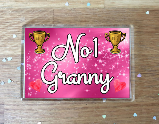 Granny Fridge Magnet - Number One Granny - Novelty Love Gift - Fun Cute Family Present