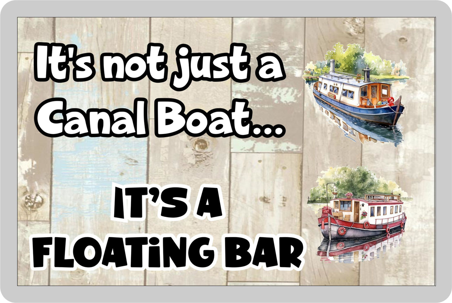 Canal Boat Fridge Magnet - It's Not Just A * It's A Floating Bar - Fun Cute Novelty Holiday Gift