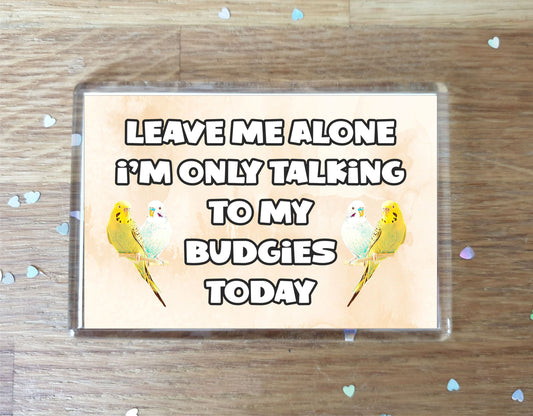 Budgie Fridge Magnet Gift - Leave Me Alone I'm Only Talking To My * Today - Novelty Cute Bird Animal Present