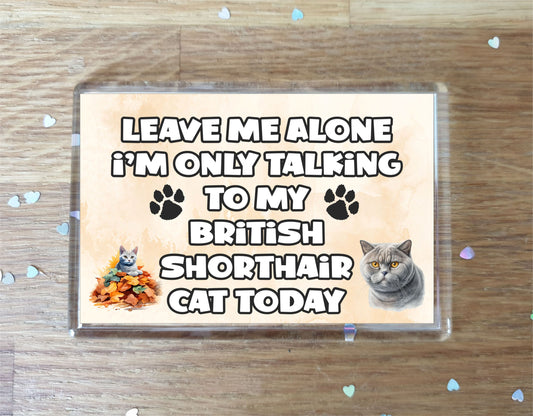 Cat Fridge Magnet Gift - Leave Me Alone I'm Only Talking To My British Shorthair Cat Today - Novelty Fun Cute Pet Owner Present (Copy)