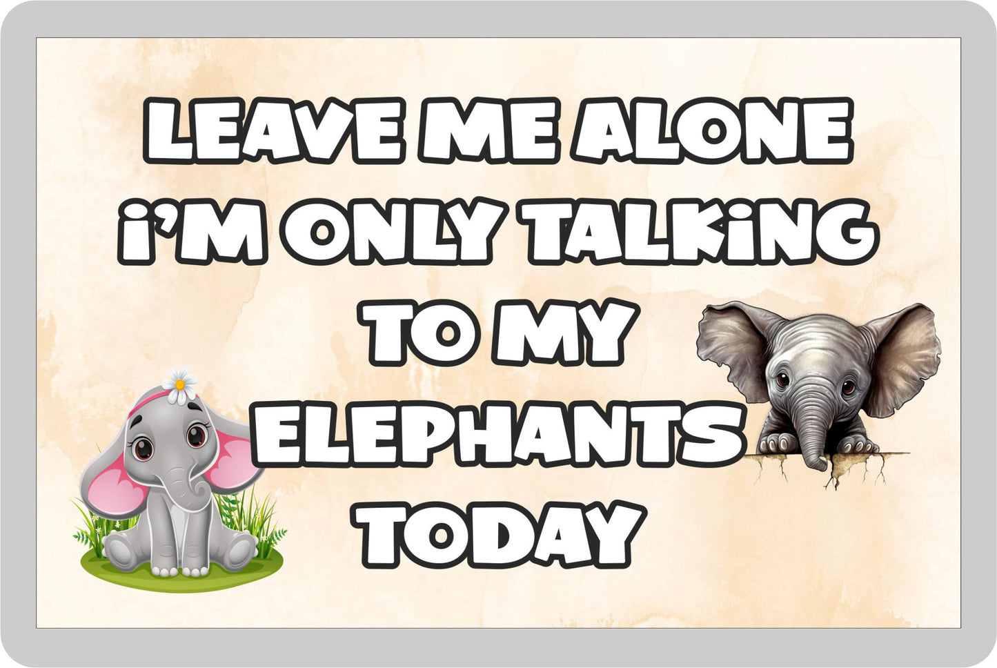 Elephant Fridge Magnet Gift - Leave Me Alone I'm Only Talking To My * Today - Novelty Cute Bird Animal Present