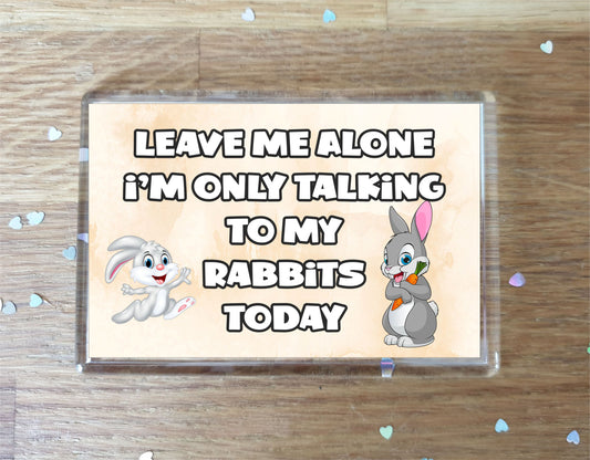 Rabbit Fridge Magnet Gift - Leave Me Alone I'm Only Talking To My * Today - Novelty Cute Animal Present