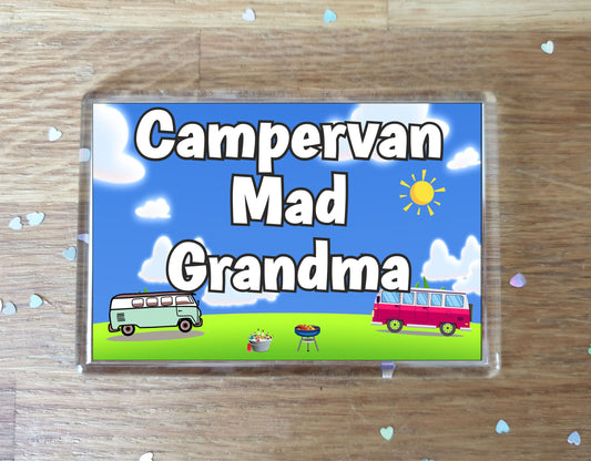 Grandma Campervan Fridge Magnet - Campervan Mad Grandma - Cute Fun Family Holiday Novelty Birthday Gift