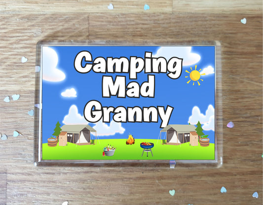 Granny Camping Fridge Magnet - Camping Mad Granny - Cute Fun Family Holiday Novelty Birthday Gift