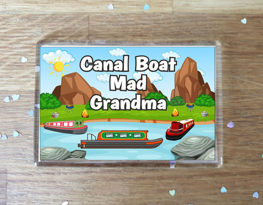 Grandma Canal Boat Fridge Magnet - Canal Boat Mad Grandma - Cute Fun Family Holiday Novelty Birthday Gift