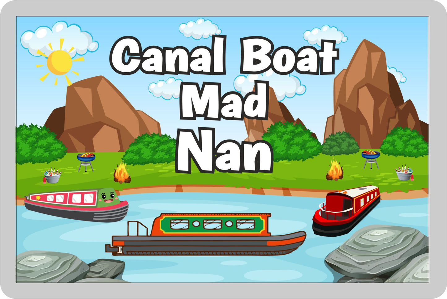 Nan Canal Boat Fridge Magnet - Canal Boat Mad Nan - Cute Fun Family Holiday Novelty Birthday Gift