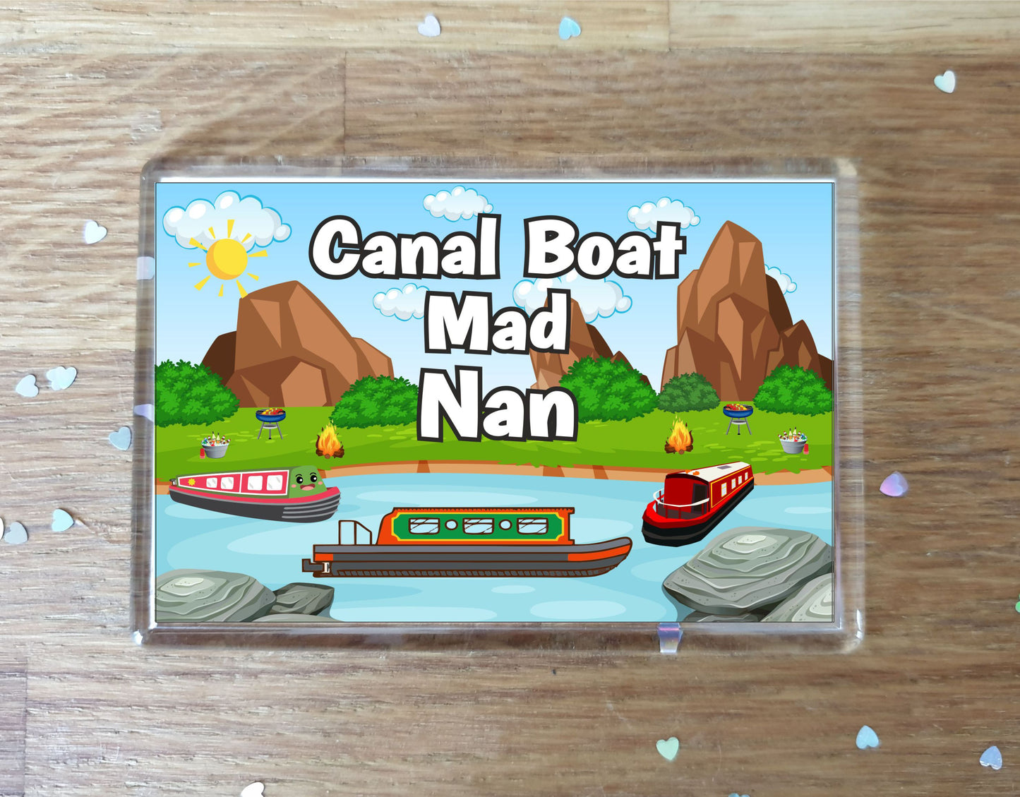 Nan Canal Boat Fridge Magnet - Canal Boat Mad Nan - Cute Fun Family Holiday Novelty Birthday Gift