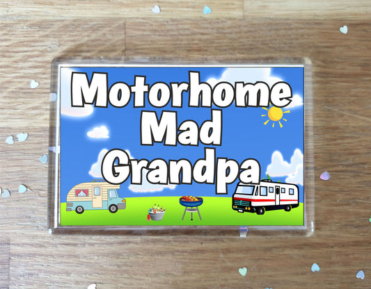 Grandpa Motorhome Fridge Magnet - Motorhome Mad Grandpa - Cute Fun Family Holiday Novelty Birthday Gift