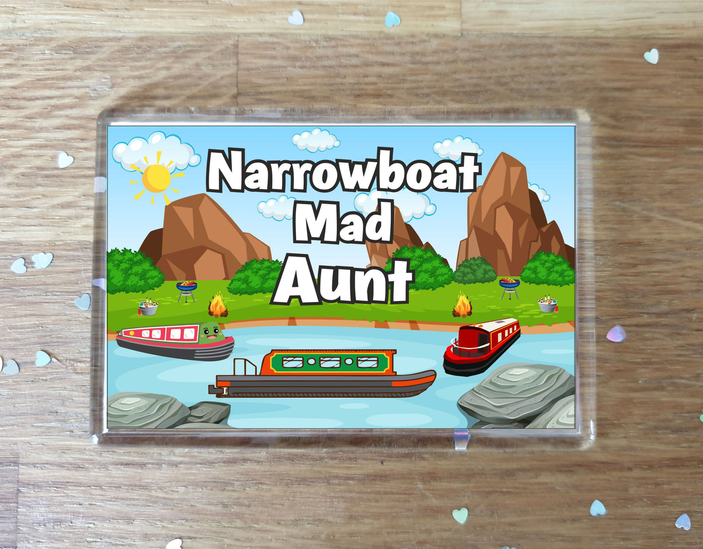 Aunt Narrowboat Fridge Magnet - Narrowboat Mad Aunt - Cute Fun Family Holiday Novelty Birthday Gift