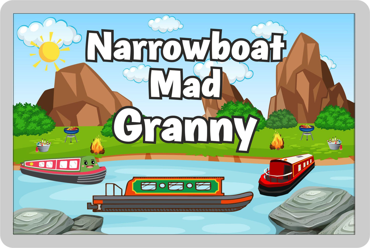 Granny Narrowboat Fridge Magnet - Narrowboat Mad Granny - Cute Fun Family Holiday Novelty Birthday Gift