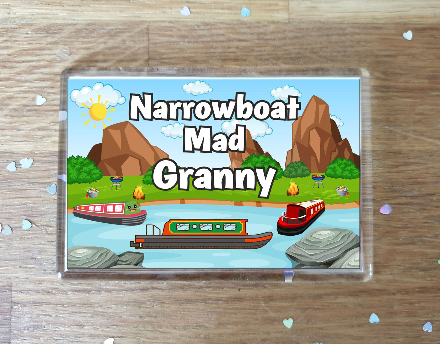 Granny Narrowboat Fridge Magnet - Narrowboat Mad Granny - Cute Fun Family Holiday Novelty Birthday Gift