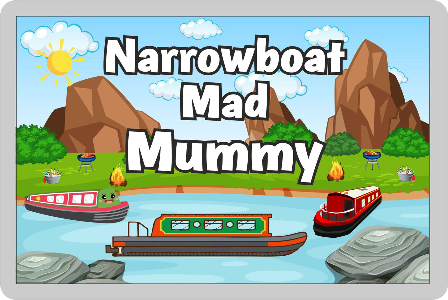 Mummy Narrowboat Fridge Magnet - Narrowboat Mad Mummy - Cute Fun Family Holiday Novelty Birthday Gift