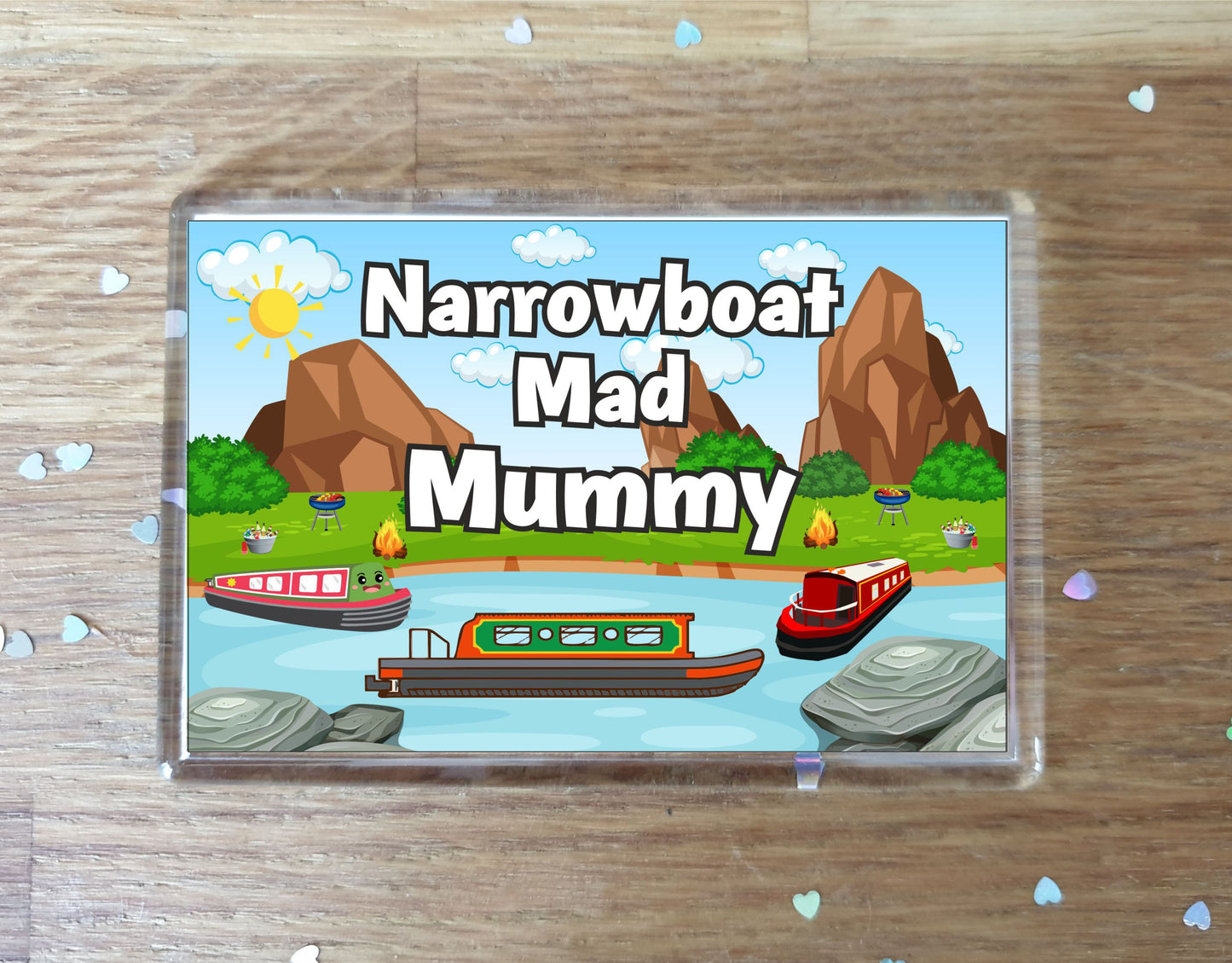 Mummy Narrowboat Fridge Magnet - Narrowboat Mad Mummy - Cute Fun Family Holiday Novelty Birthday Gift
