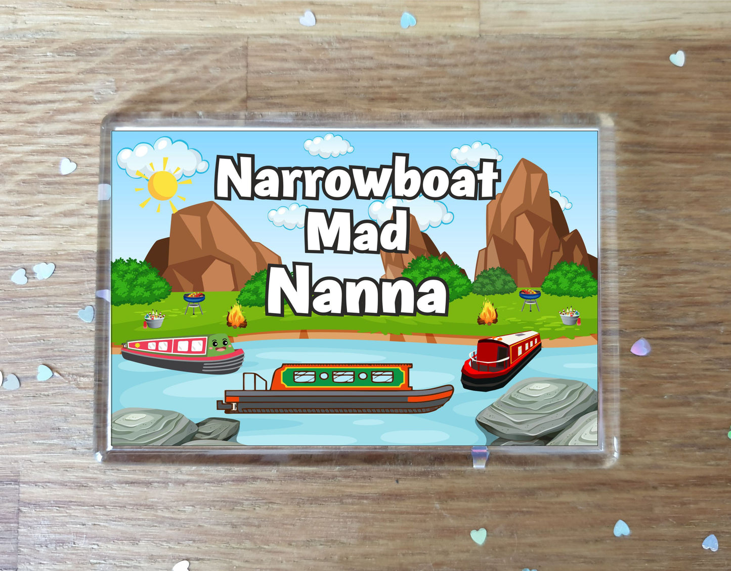 Nanna Narrowboat Fridge Magnet - Narrowboat Mad Nanna - Cute Fun Family Holiday Novelty Birthday Gift