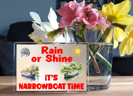 Narrowboat Fridge Magnet - Rain Or Shine It's Narrowboat Time - Fun Cute Camping Novelty Holiday Present