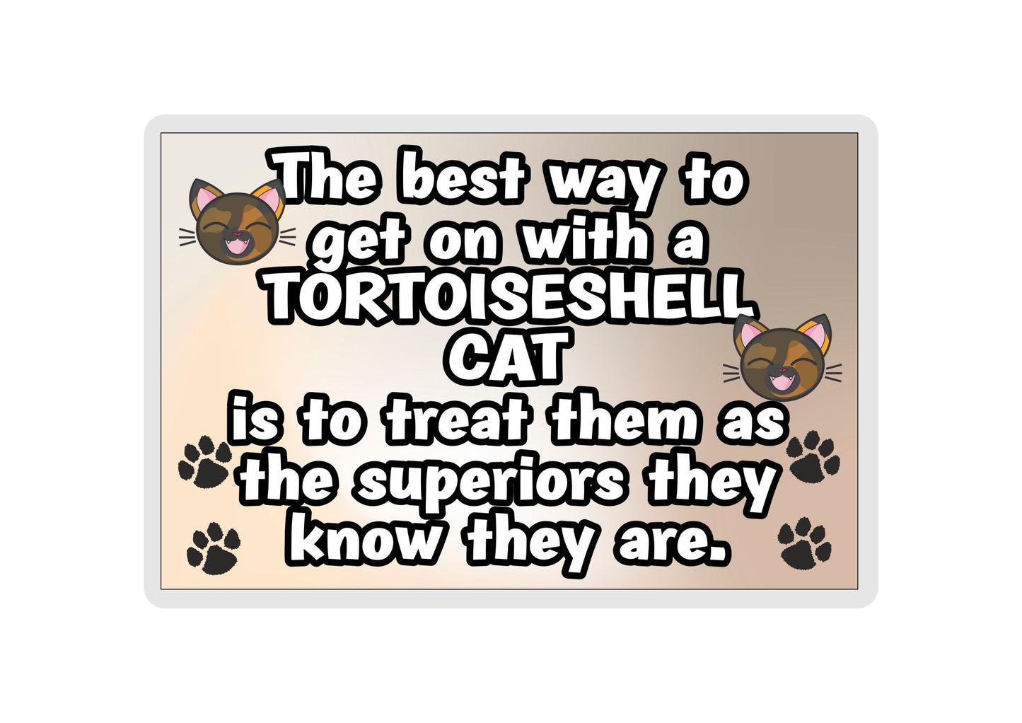 Tortoiseshell Cat Fridge Magnet Gift - The best Way To Get On With A - Novelty Fun Cute Pet Owner Birthday Christmas Present