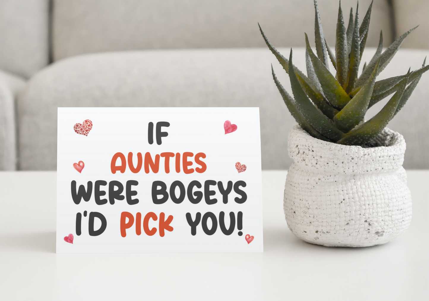 Auntie Birthday Card - If * Were Bogeys I'd Pick You - Nice Funny Cute Novelty Greeting Card