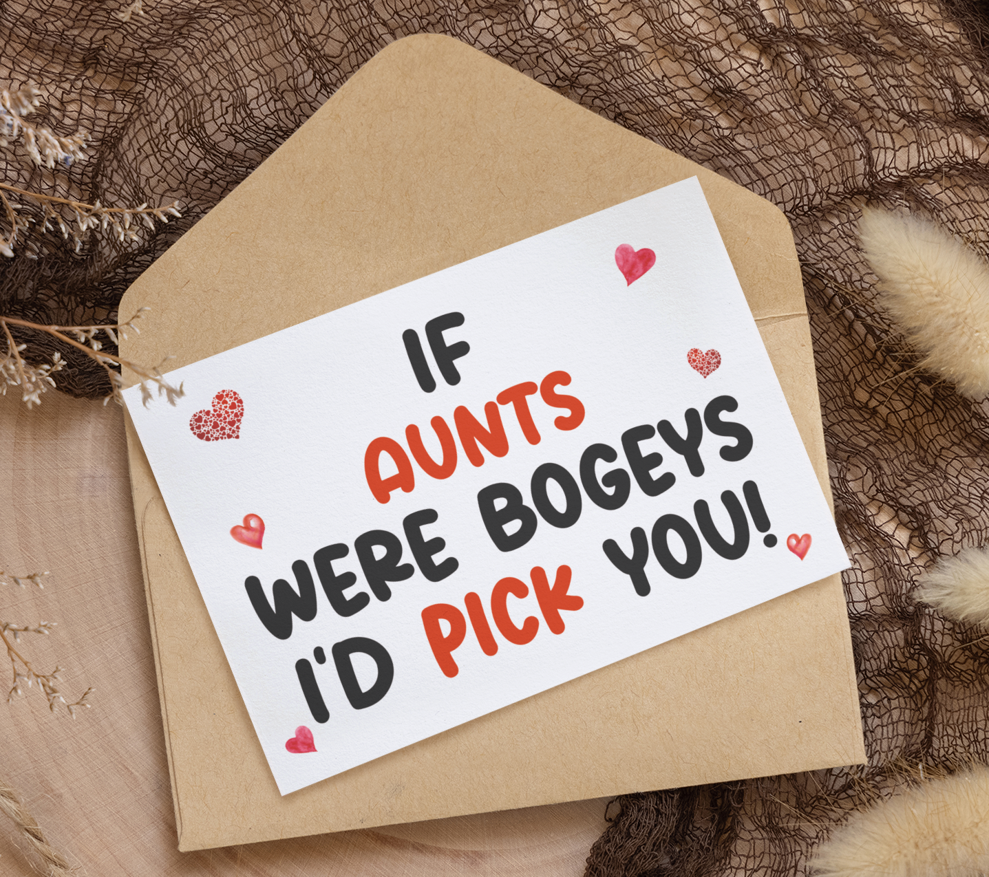 Aunt Birthday Card - If * Were Bogeys I'd Pick You - Nice Funny Cute Novelty Greeting Card